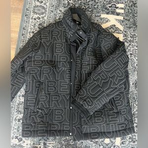 Black Burberry mens logo jacket